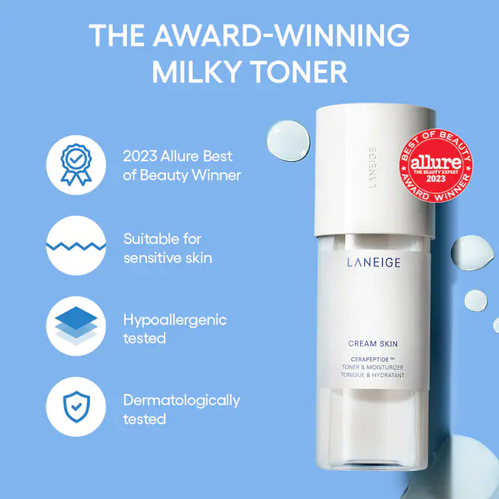 LANEIGE 
Cream Skin Refillable Toner & Moisturizer with Ceramides and Peptides
