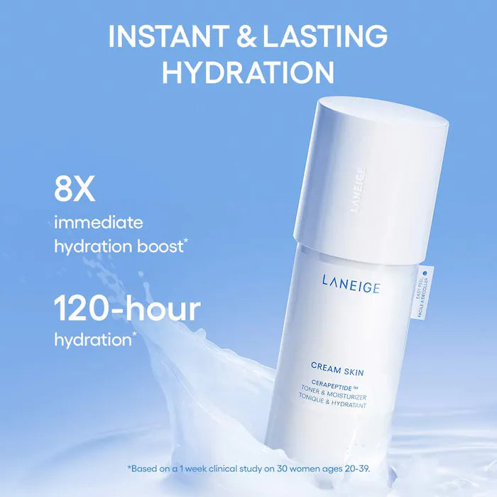 LANEIGE 
Mini Cream Skin Refillable Toner & Moisturizer with Ceramides and Peptides
