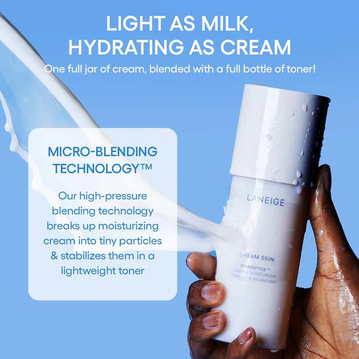 LANEIGE 
Mini Cream Skin Refillable Toner & Moisturizer with Ceramides and Peptides