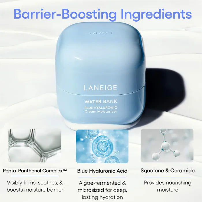 LANEIGE 
Mini Water Bank Blue Hyaluronic Cream Moisturizer for Moisture Barrier Repair