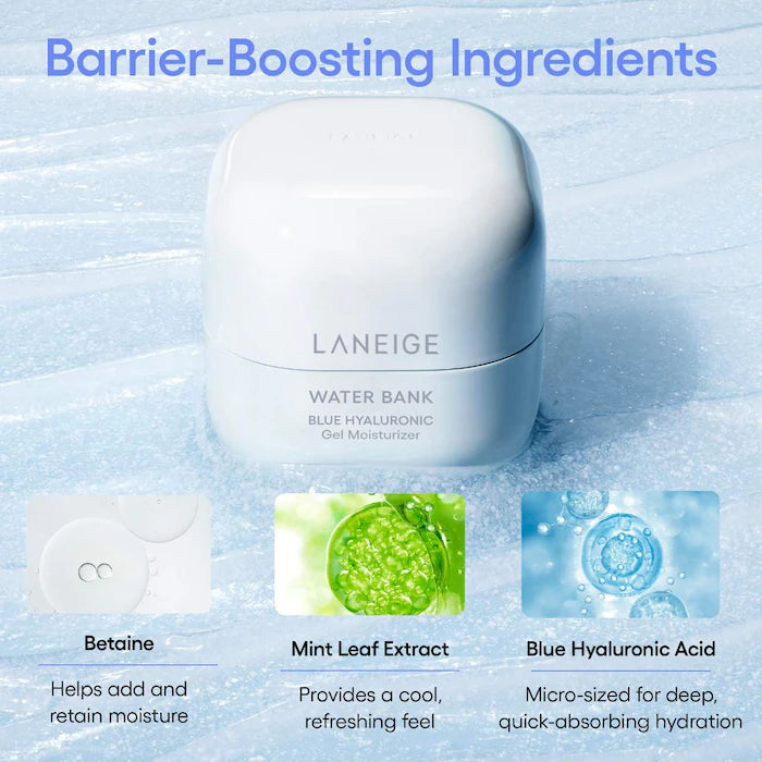 LANEIGE 
Mini Water Bank Blue Hyaluronic Gel Moisturizer with Mint Extract
