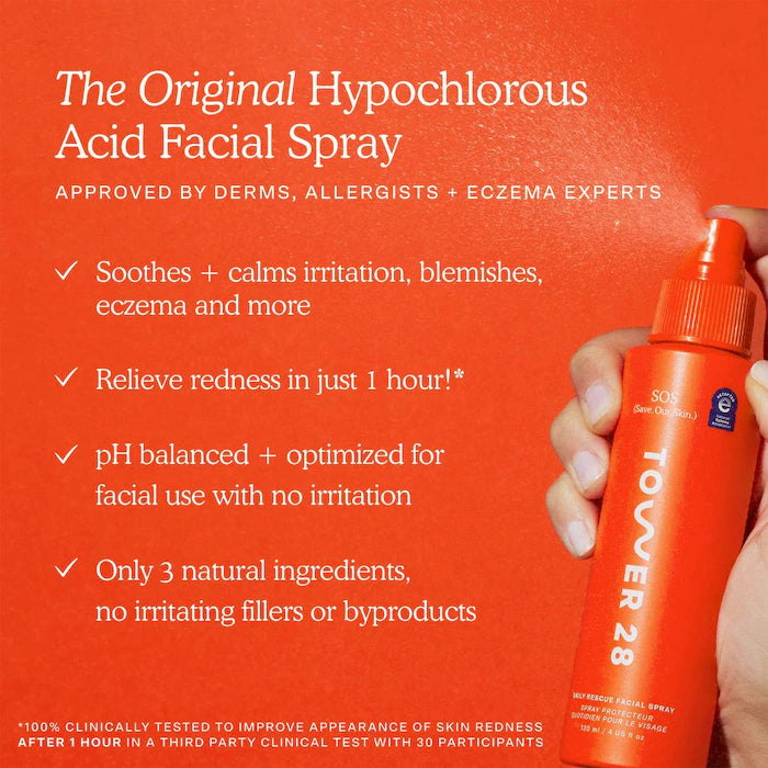 Tower 28 Beauty 
Mini SOS Daily Rescue Facial Spray with Hypochlorous Acid