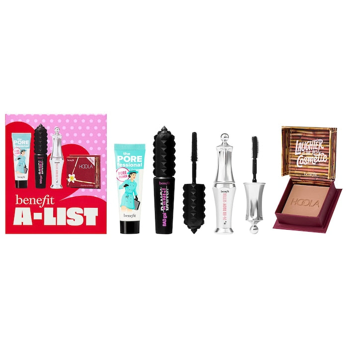 Benefit Cosmetics
-A-List Bestsellers Mini Mascara, Brow Gel, Bronzer, & Primer Set (PRE-ORDEN)